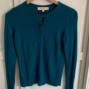Loft by Ann Taylor teal button sweater